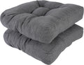 RACE LEAF 19" x 19" Patio Chair Cushions Gray - Outdoor/Indoor Tufted Memory Foam Chair Pads Set of 2, Water-Resistant Olefin Chair Seat Cushion Non-Slip Backing