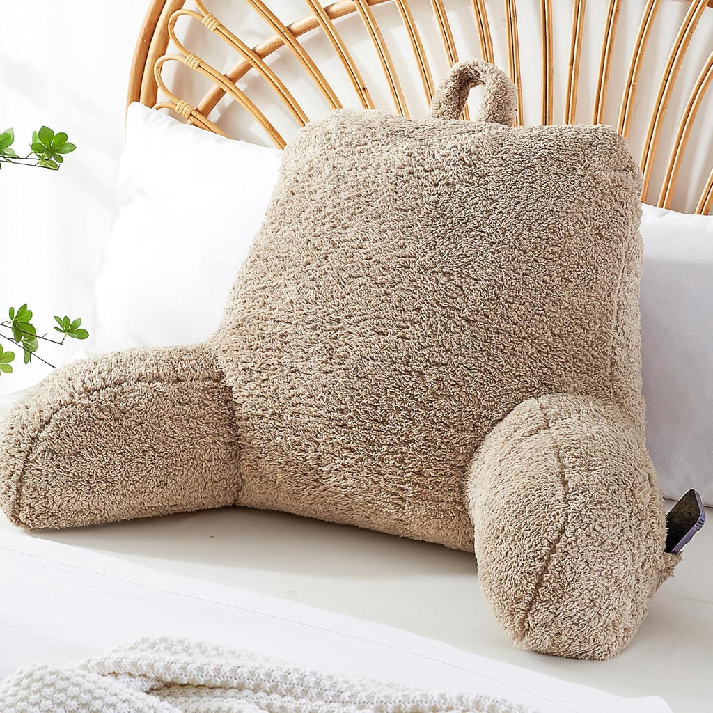 Reading Pillow for Sitting in Bed, Back Pillow Reading Pillow with Arms & Back Support, Dorm Room Essential for Girls and Boys Bed Chair Pillow