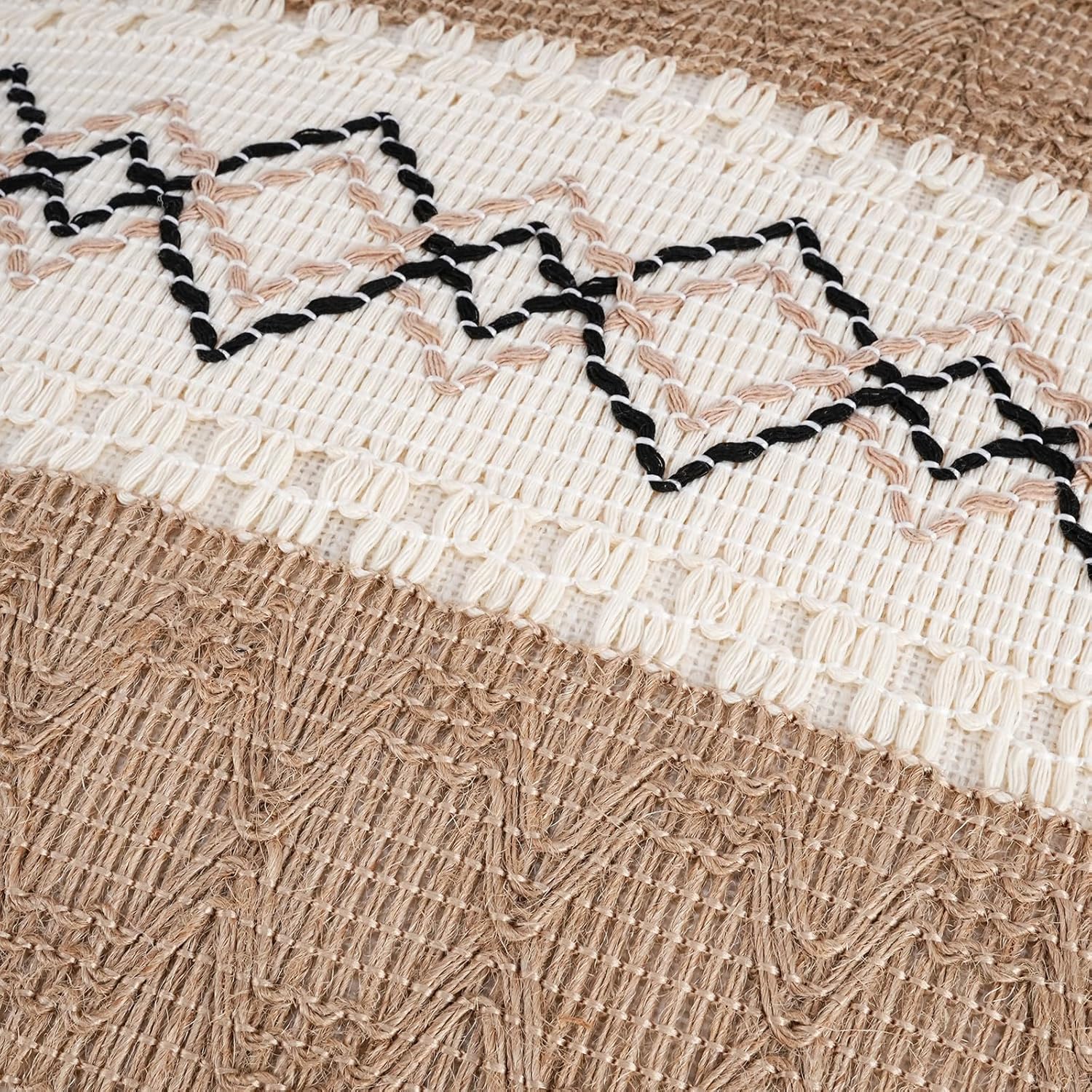 Pyonic Pack of 2 Boho Throw Pillow Covers 18x18 Inch Farmhouse Decorative Throw Pillows for Bed Sofa Living Room,Beige Modern Cushion Cover Couch Pillows Cover Home Decor