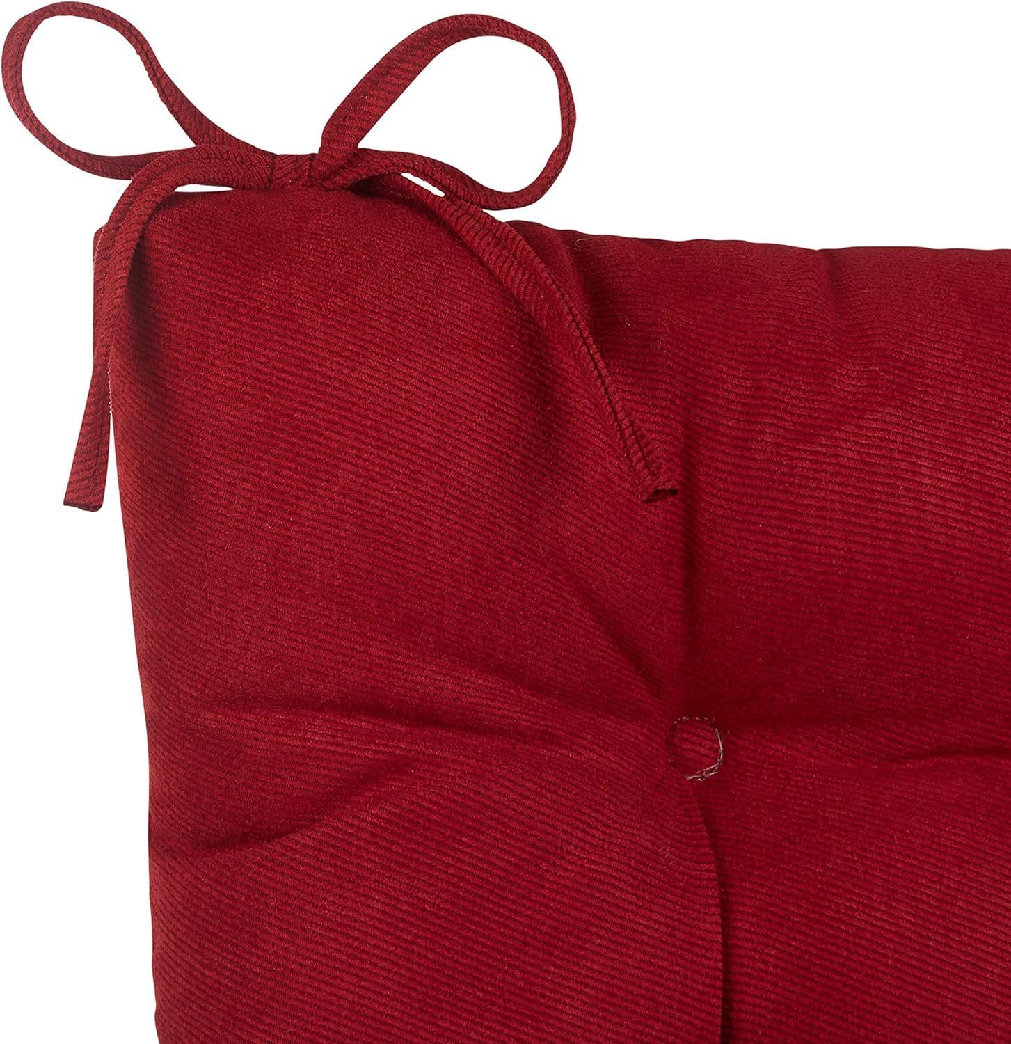 Klear Vu Omega Non-Slip Rocking Chair Cushion, Assembled in USA, Thick Tufted Design, Includes Seat Pad & Back Pillow with Ties, 17x17 Inches, 2-Piece Set, Twillo Red