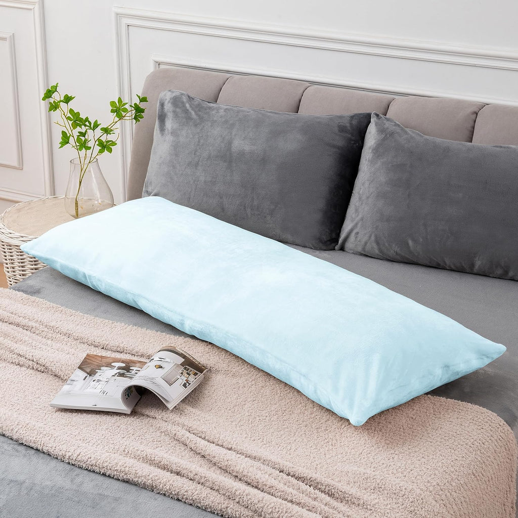 BEDELITE Body Pillow Cover with Zipper Closure, Super Soft and Cozy Fuzzy Fleece Pillowcase 20 x 54 Inches, Luxury Fluffy Plush Long Body Pillow Pillowcase for All Seasons(Blue)
