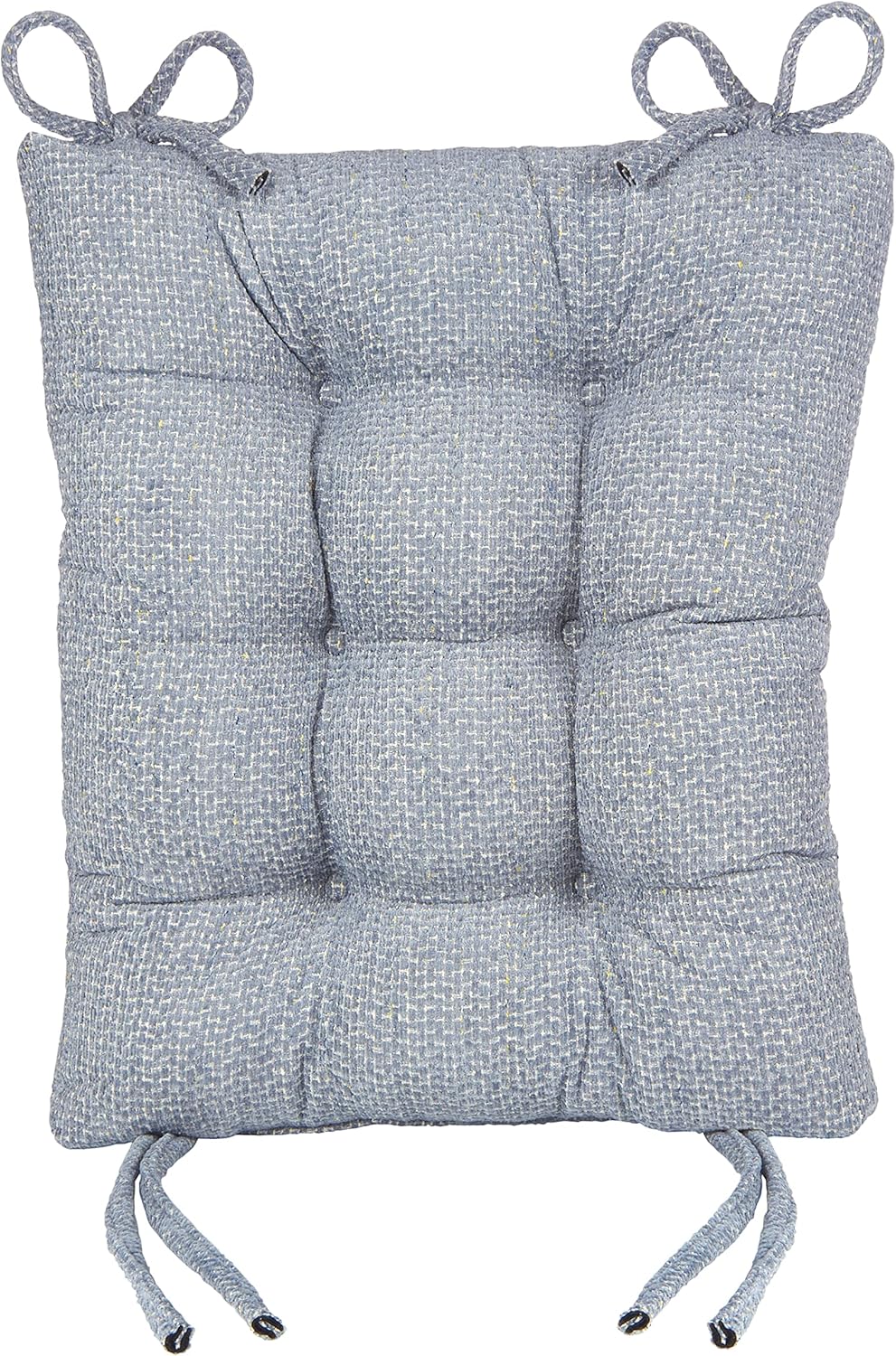 Klear Vu Omega Non-Slip Rocking Chair Cushion Set, Assembled in USA, Thick Padding & Tufted Design, Includes Seat Pad & Back Pillow with Ties, 17x17 Inches, 2-Piece Set, Tyson Delft Blue