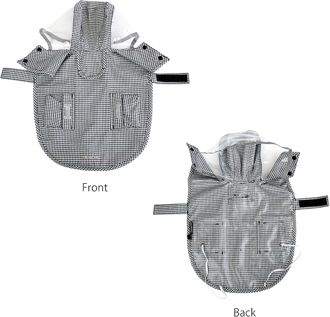 Waterproof Dog Raincoat, Adjustable Reflective Lightweight Pet Rain Clothes with Poncho Hood(XX-Large,Black&White)