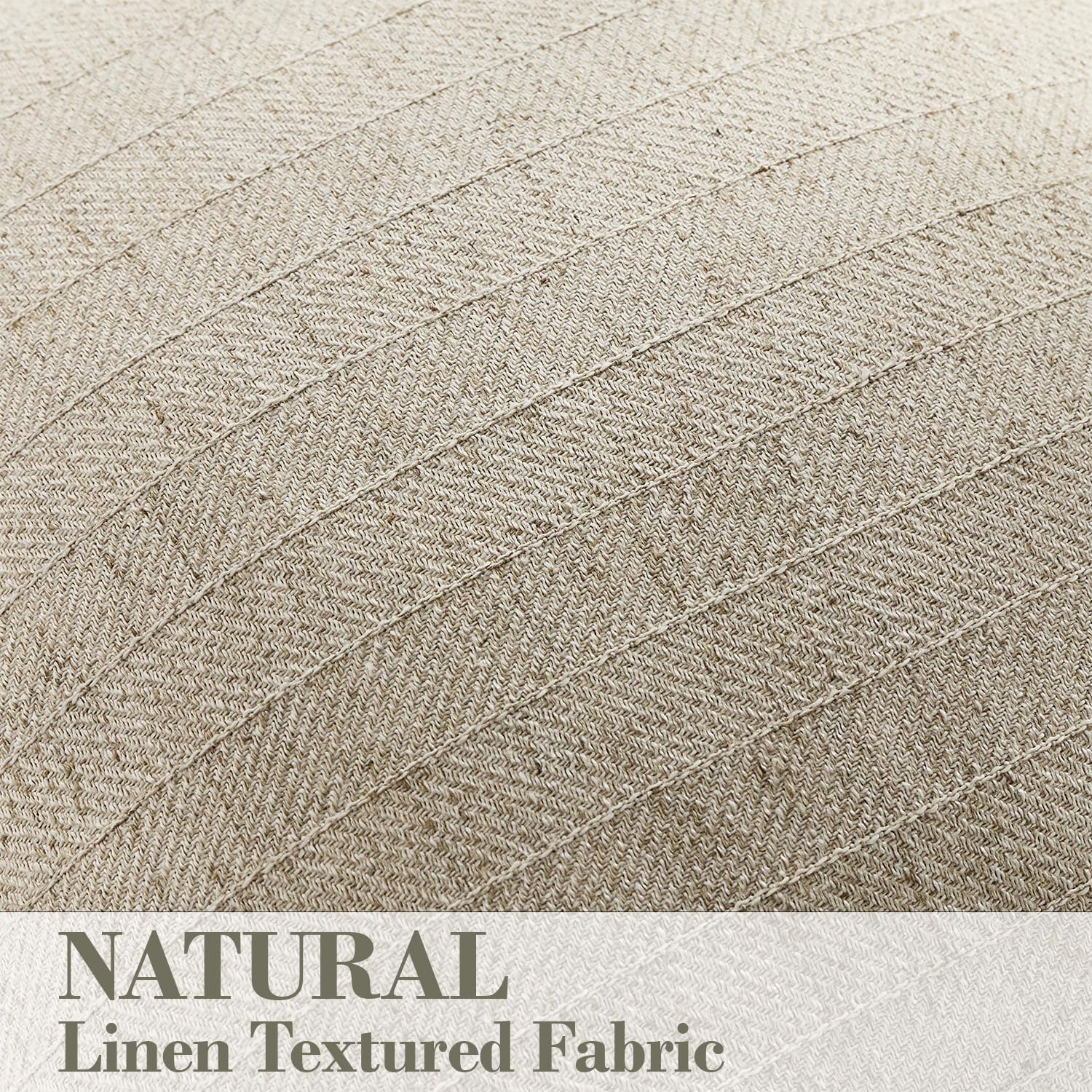 12x20 Linen Pillow Covers Natural Beige Pack of 2 Farmhouse Boho Neutral Accents Striped Textured Rectangular Lumbar Decorative Throw Pillow Cases for Living Room Couch Bed Home Decor