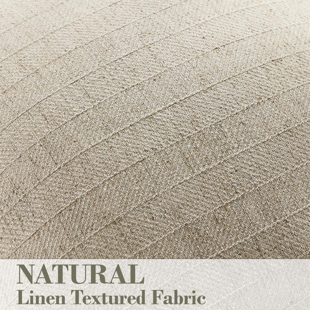 24x24 Linen Pillow Covers Natural Beige Pack of 2 Farmhouse Boho Neutral Accents Striped Textured Square Decorative Throw Pillow Cases for Living Room Couch Bed Home Decor