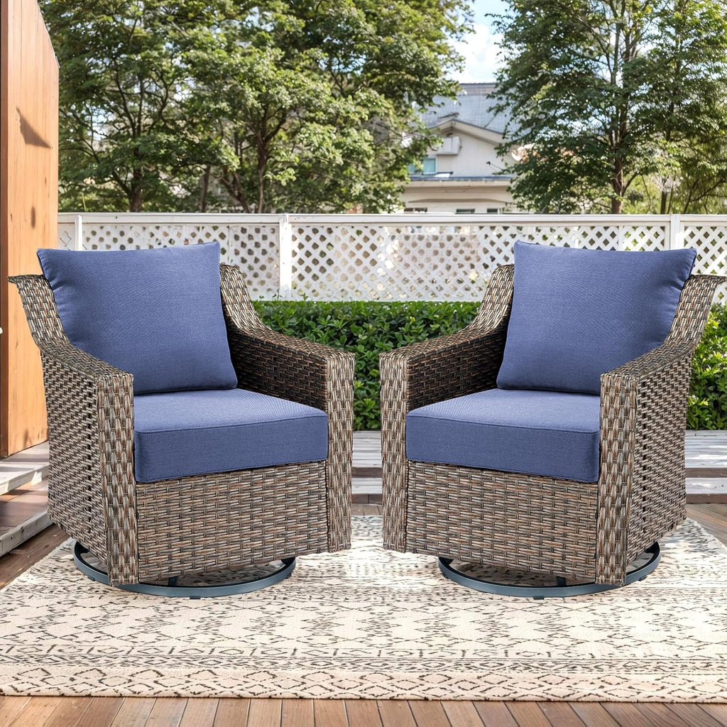 Outdoor Seat Cushion Set-24 x 24 x 6 Inch Outdoor Chair Cushions with Water Resistant & Removable Cover Outdoor Cushions for Patio Furniture Chair Sofa Couch-Blue