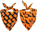 Realeaf Halloween Dog Bandana 2 Pack - Pumpkin Fall Scarf for Boys and Girls, Premium Durable Fabric, Orange Holiday Accessory for Small and Medium Dogs (Small)