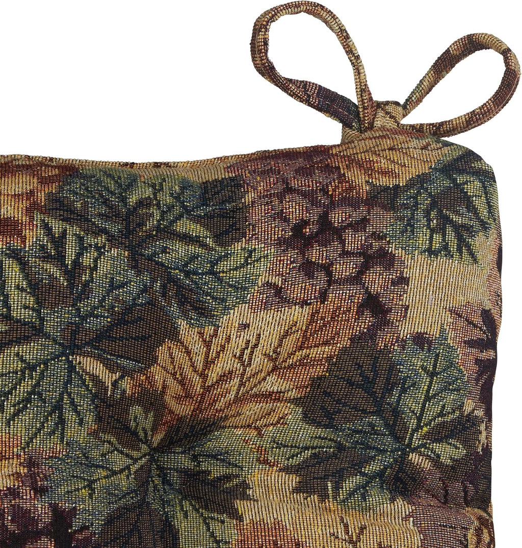 Klear Vu Omega Non-Slip Rocking Chair Cushion Set, Assembled in USA, Thick Padding & Tufted Design, Includes Seat Pad & Back Pillow with Ties, 17x17 Inches, 2-Piece Set, Cabernet