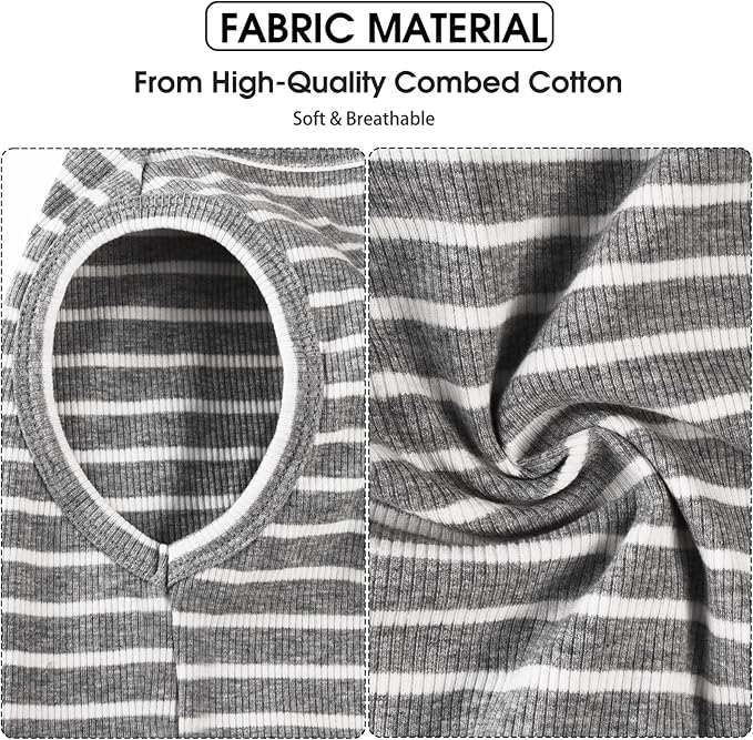 Koneseve Dog Shirt Vest Lightweight Stretchy Dog T-Shirts Soft Cool Shirts Sleeveless Stripe Vests Breathable Clothes for Puppy Kitty Cats Small Medium Large Dogs 2 Pack Yellow + Light Grey [ 5XL ]