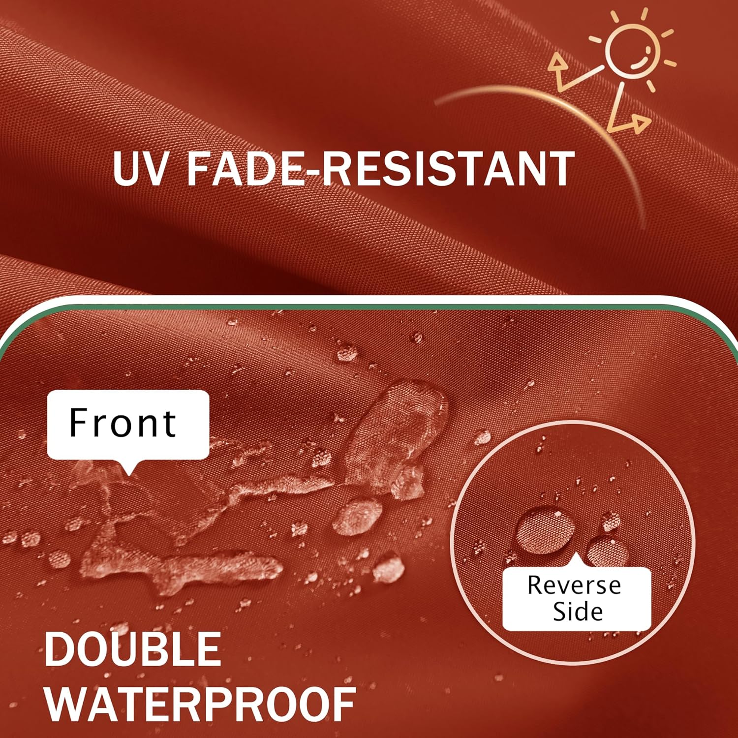 Outdoor Chair Cushions Set of 2: Waterproof & Fade Resistant Deep Seat Cushion for Patio Furniture - 24 x 24 x 3 Inch Chair Pads with Ties and Hidden Zipper - Patio Chair Cushion Replacement, Rust