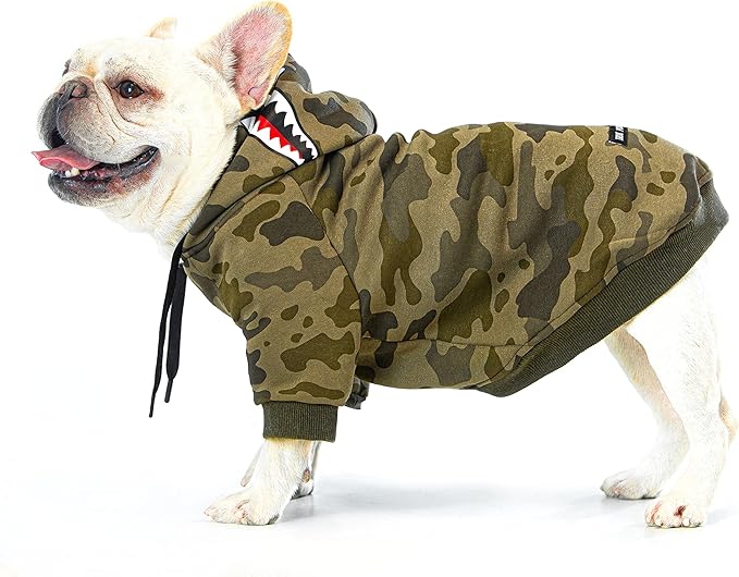 Camo Dog Hoodie Dog Clothes Extra Warm Fleece Lining Stretchy Fit for Small Medium Large Dogs (Camo, XX-Large)