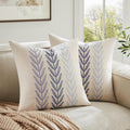 100% Cotton Farmhouse Leaves Throw Pillow Covers Set of 2, 16x16 Inch Mixed Blue Pastoral Decorative Print Cushion Covers for Sofa Bed Living Room Home Decor