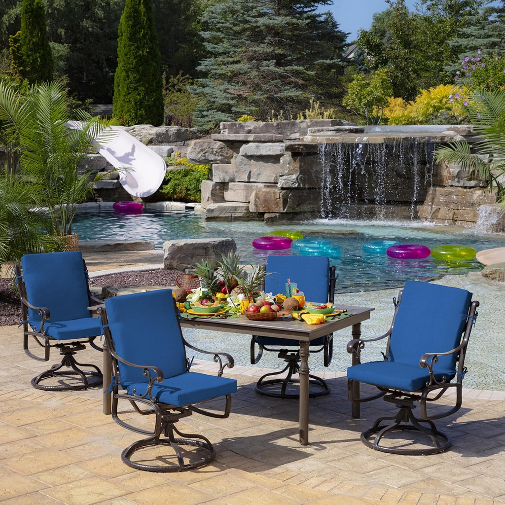 Arden Outdoor Midback Chair Cushion, 18 x 16.5, Rain-Proof, Fade Resistant Cobalt Blue Texture