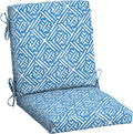 Arden Outdoor Midback Chair Cushion, 18 x 16.5, Rain-Proof, Fade Resistant Amalfi Blue Tile