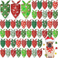 Weewooday 50 Pcs Christmas Bandanas for Dogs Xmas Bandanas Bulk with Santa Snowflake Candy Cane Soft Bibs Adjustable Triangle Doggie Scarf for Small Medium Large Pet (25.6 x 17.7 x 17.7 Inch)