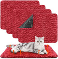 4 Pack Self Warming Cat Bed Indoor Self Heating Dog Cat Pad Washable Thermal Pet Kennel Pad Crate Bed Mat Reflect Body Heat for Outdoor (Red,16 x 20 Inch)