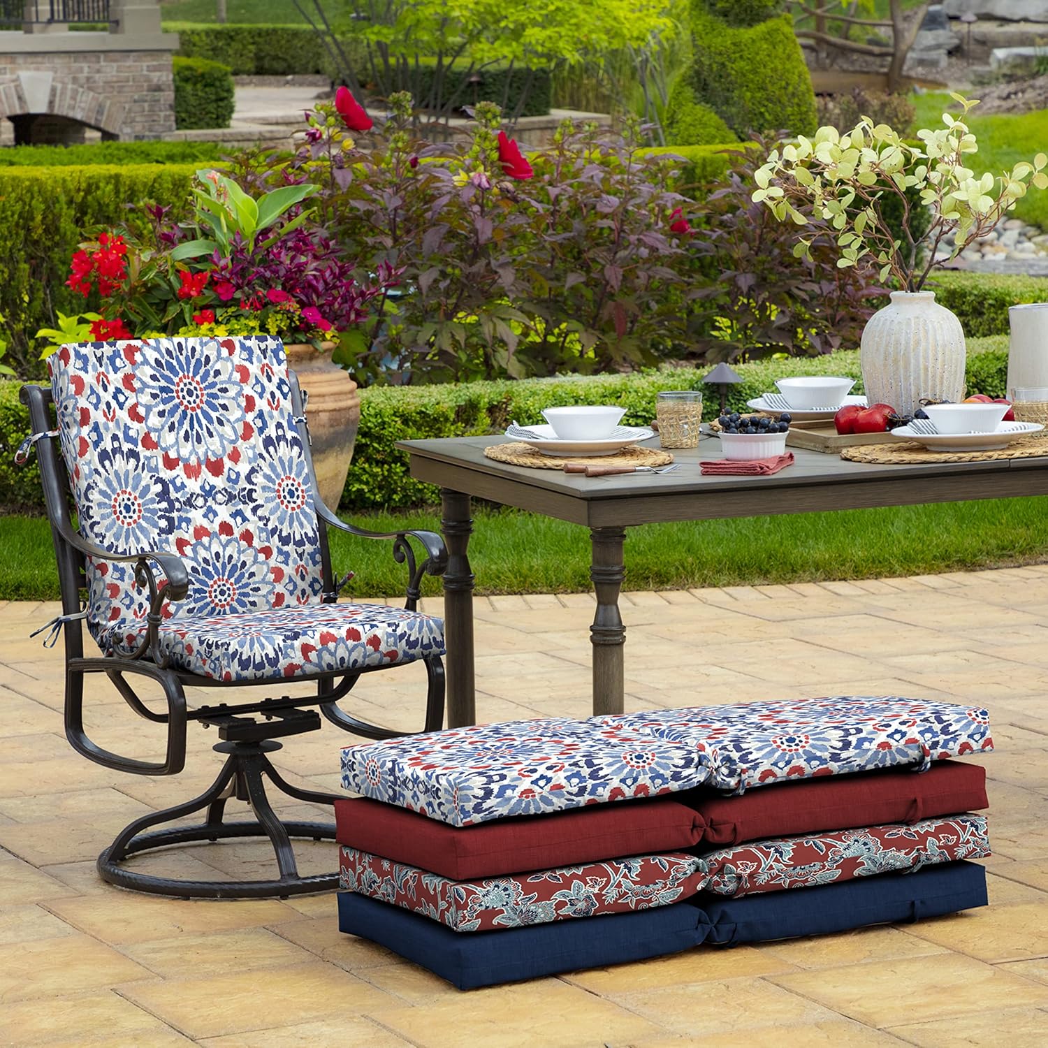 Arden Outdoor Midback Chair Cushion, 18 x 16.5, Clark Blue