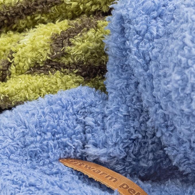 Fitwarm 2 Pack Striped Fleece Dog Sweater, Warm Winter Clothes for Small Dogs Boy Girl, Fuzzy Pet Outfit, Sky Blue, Olive Green, XXL