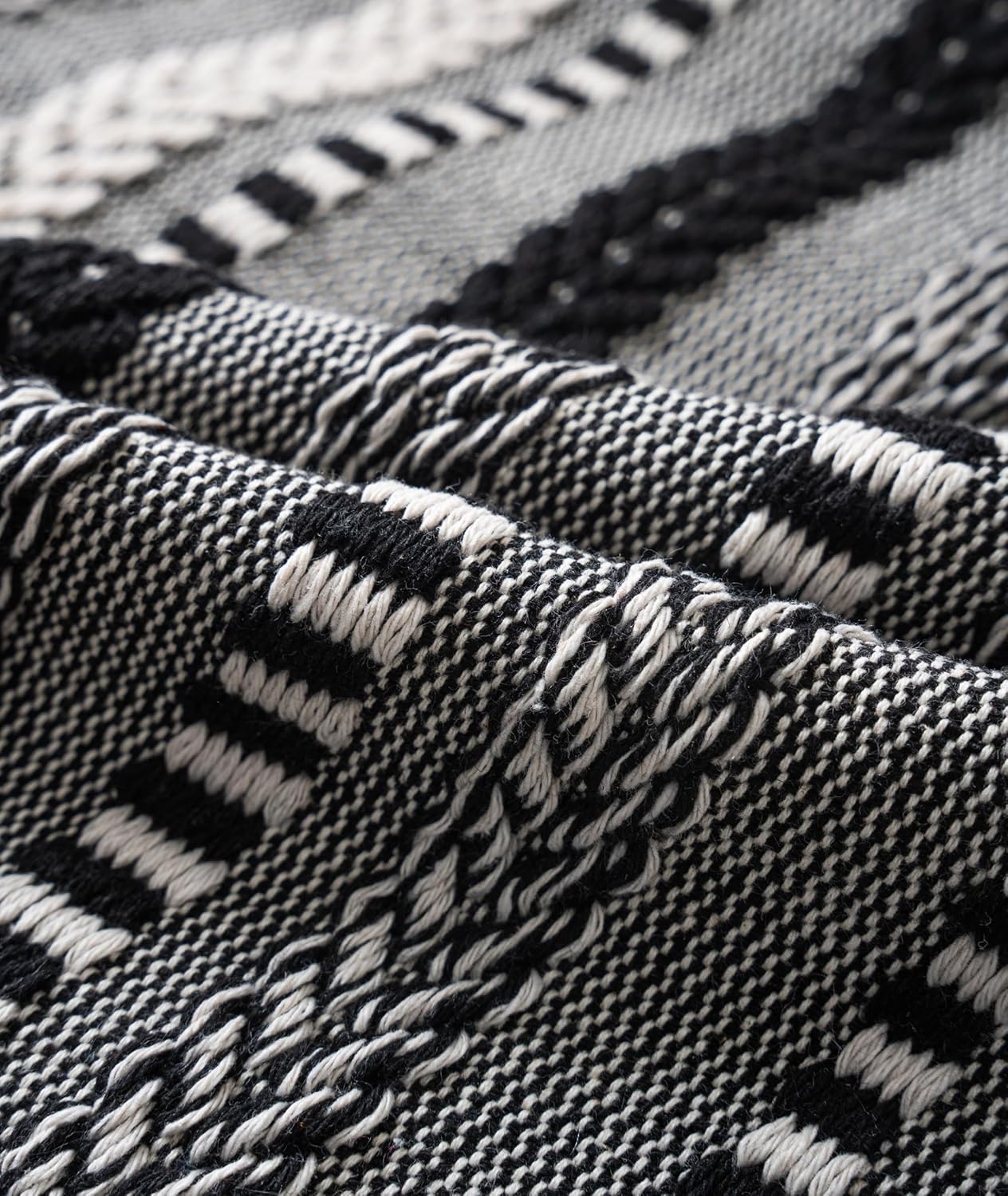 Boho Throw Pillow Covers 18x18 Inch Set of 2, Farmhouse Decorative Couch Pillow Cases, Black Accent Pillows of Bed, Sofa Bedroom Living Room Home Decor Cushion Cover