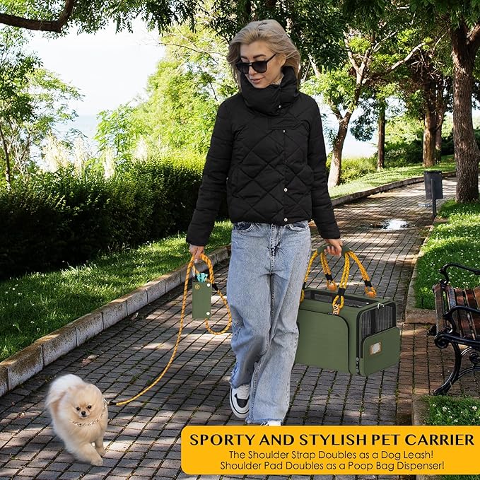 PAWZIDEA Expandable Pet Carrier w/ID Card, 18″×11″×11″ Small Dog Carrier TSA Airline Approved, Top Load Cat Carrier for 2 Cats Under Seat, Soft-Sided Collapsible Puppy & Animal Travel Bag, up 15 lbs