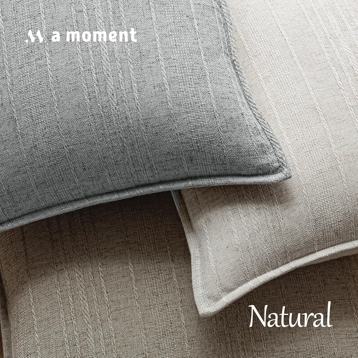 a moment Linen Pillow Covers Set of 2,Boho Farmhouse Throw Pillowcases Neutral Textured Decorative Covers for Couch Sofa,Soft Linen Blend Accent Case Cushion Living Room Home Decor 20"x12"Sky Gray