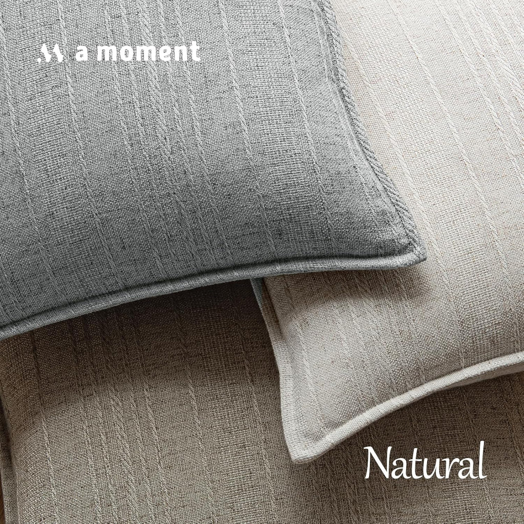 a moment Linen Pillow Covers Set of 2,Boho Farmhouse Throw Pillowcases Neutral Textured Decorative Covers for Couch Sofa,Soft Linen Blend Accent Case Cushion Living Room Home Decor 26"x26"Sky Gray