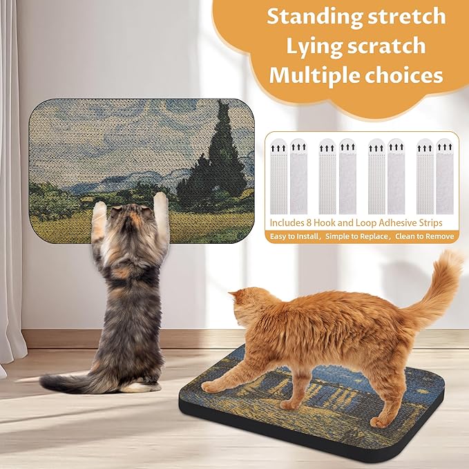 2 Packs Art Cat Wall-Mountable Scratching Board 16.7x11x1 Inch Cat Wall Scratch Pad and Scratcher for Indoor Cats Furniture Protector (Series2)