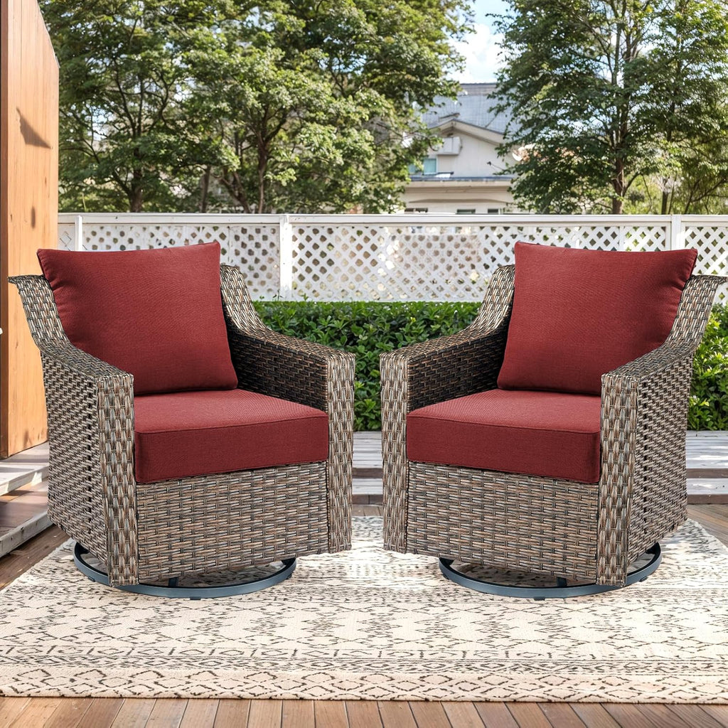 Outdoor Seat Cushion Set-24 x 24 x 6 Inch Outdoor Chair Cushions Set of 2 with Water Resistant & Removable Cover Outdoor Cushions for Patio Furniture Chair Sofa Couch-Red