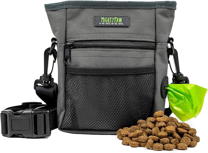 Mighty Paw Dog Treat Pouch | No Spill Magenetic Clasp - Hands-Free Pouches for Training - Pets Training Treat Pouches for Dog Walks - Pet Bags Pouch - Built in Poop Bag Holder