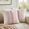 100% Cotton Farmhouse Leaves Throw Pillow Covers Set of 2, 20x20 Inch Mixed Pink Pastoral Decorative Print Cushion Covers for Sofa Bed Living Room Home Decor