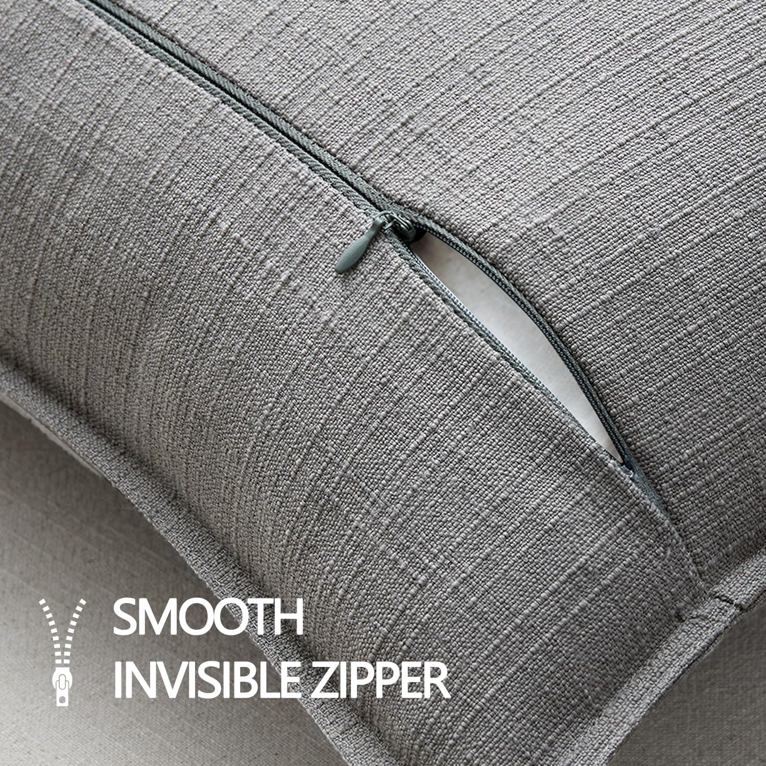 MIULEE Decorative Pillow Covers 20x20, 2 Pack Boho Farmhouse Neutral Throw Pillows for Couch, Thick Textured Modern Linen Cushion Cases Sofa Bed Living Room Home Decor, Grey