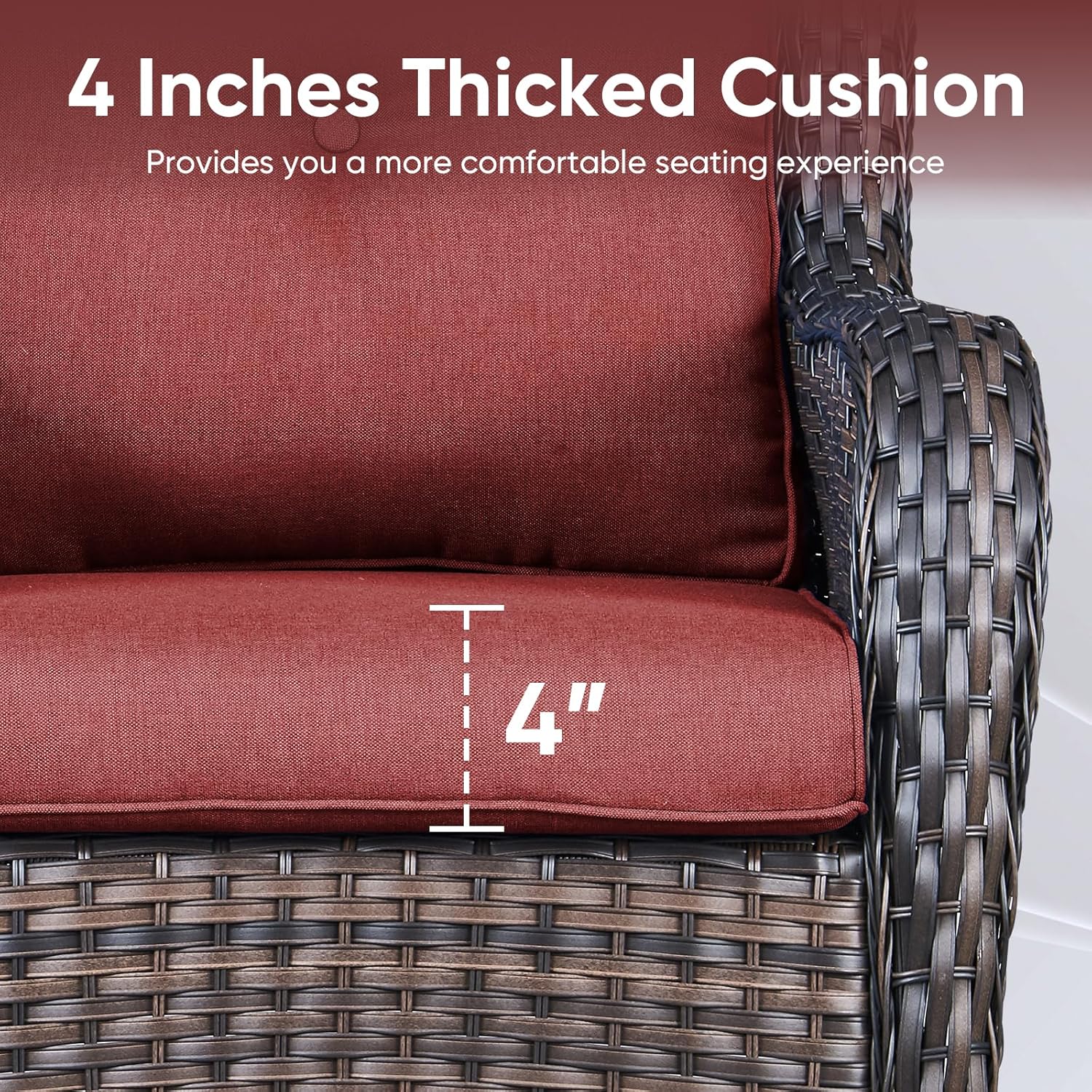 Patio Chair Cushions 4 Packs - Outside High Back Thick Water-Resistant Cushion 22x24 with Zipper Cover for Outdoor Glider Rocking Chairs Loveseat Couch – Red/Buckle