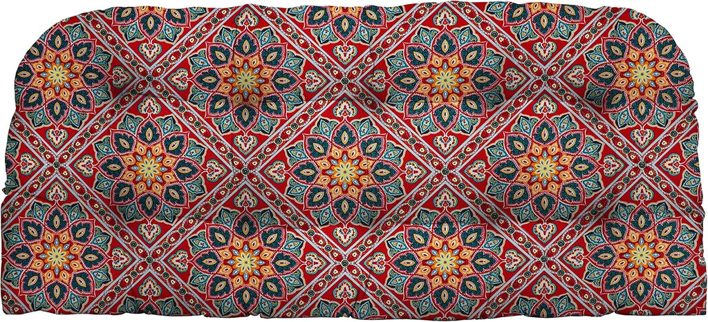 RSH DECOR: Tufted Wicker Loveseat Cushion | 41” x 19" | All-Weather Spun Fabric | Water and Fade-Resistant | Outdoor Settee Cushion for Patio Furniture | Medlo Sonoma