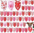 Weewooday 50 Pcs Valentine Dog Bandanas Bulk for Dogs Soft Bibs Adjustable Triangle pet Bandana for Small Medium Large Costume(Heart Pattern, 19.7 x 13.8 x 13.8 Inch)