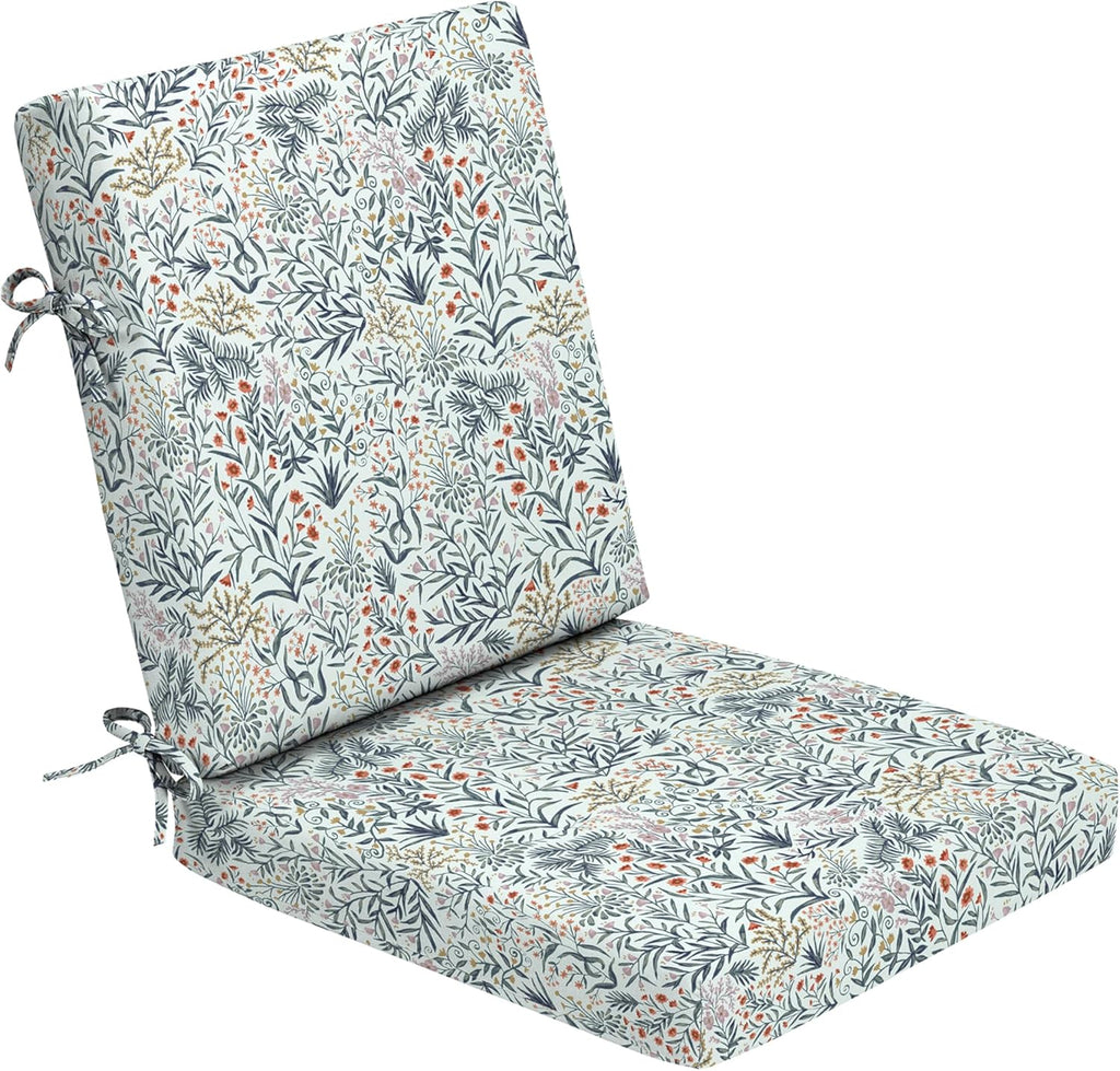 Arden Foam Outdoor Dining Chair Cushion, 20 x 20, Made with ProFoam, Rain-Proof, Fade Resistant, Pistachio Botanical