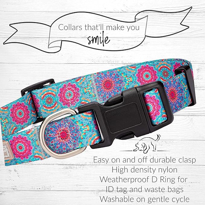 Lucky Love Dog - Adjustable Dog Collar with Easy Click Buckle for Small to Large Ones, Durable, & Comfortable for Male & Female Dogs, Pet Collar for Puppies & Adult Dogs - Clara, Medium