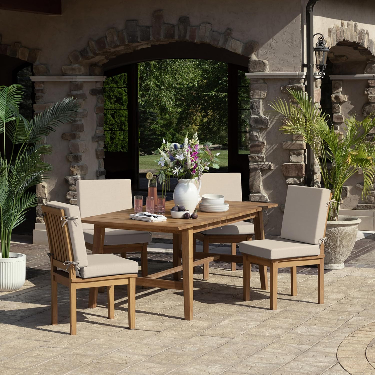 Arden Foam Outdoor Dining Chair Cushion, 20 x 20, Made with ProFoam, Rain-Proof, Fade Resistant, Tan Leala