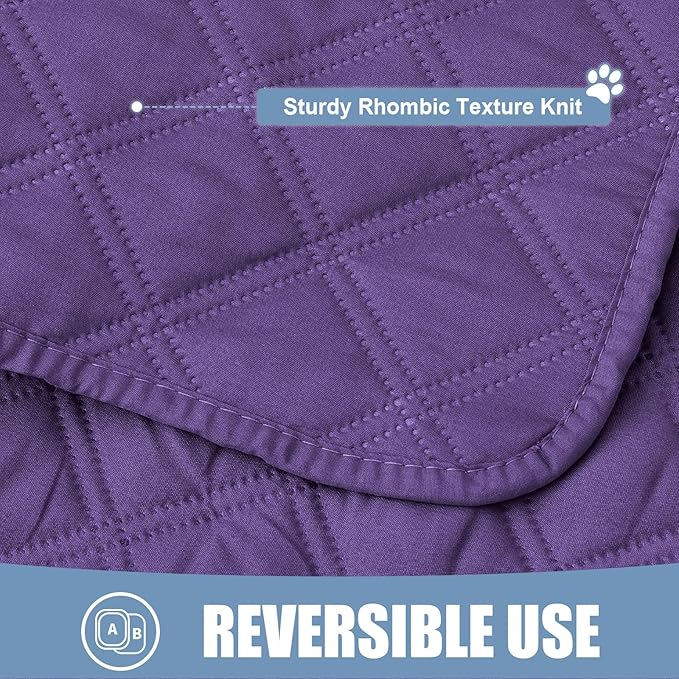 Smiry Waterproof Dog Bed Cover Pet Blanket, Soft Washable Dog Blanket for Furniture Bed Couch Sofa Reversible, Checkered (68"x82", Purple/Purple)