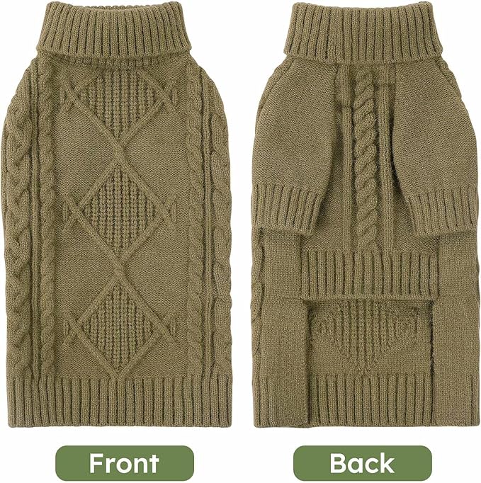 ASENKU Knitted Dog Sweater, Pullover Big Thermal Dog Winter Sweater, Turtleneck Doggy Sweaters for Large Medium Dogs Boy Girl, Warm Pet Sweaters Outfit Border Collie,Pit Bull,Golden Retriever, 2XL