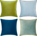 MONDAY MOOSE Decorative Throw Pillow Covers Cushion Cases, Set of 4 Soft Velvet Modern Double-Sided Designs, Mix and Match for Home Decor, Pillow Inserts Not Included (20x20 inch, Green/Blue)