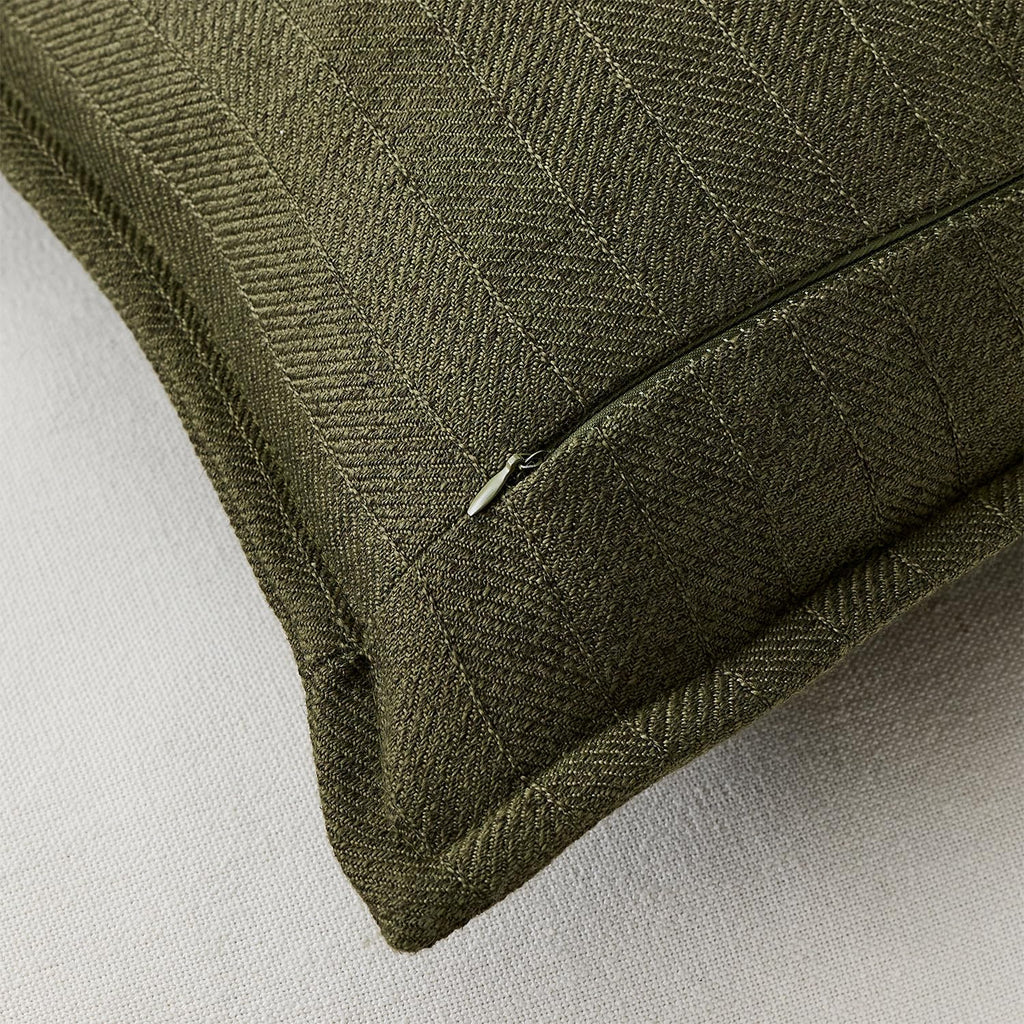 24x24 Linen Pillow Covers Olive Green Pack of 2 Farmhouse Boho Neutral Accents Striped Textured Square Decorative Throw Pillow Cases for Living Room Couch Bed Home Decor