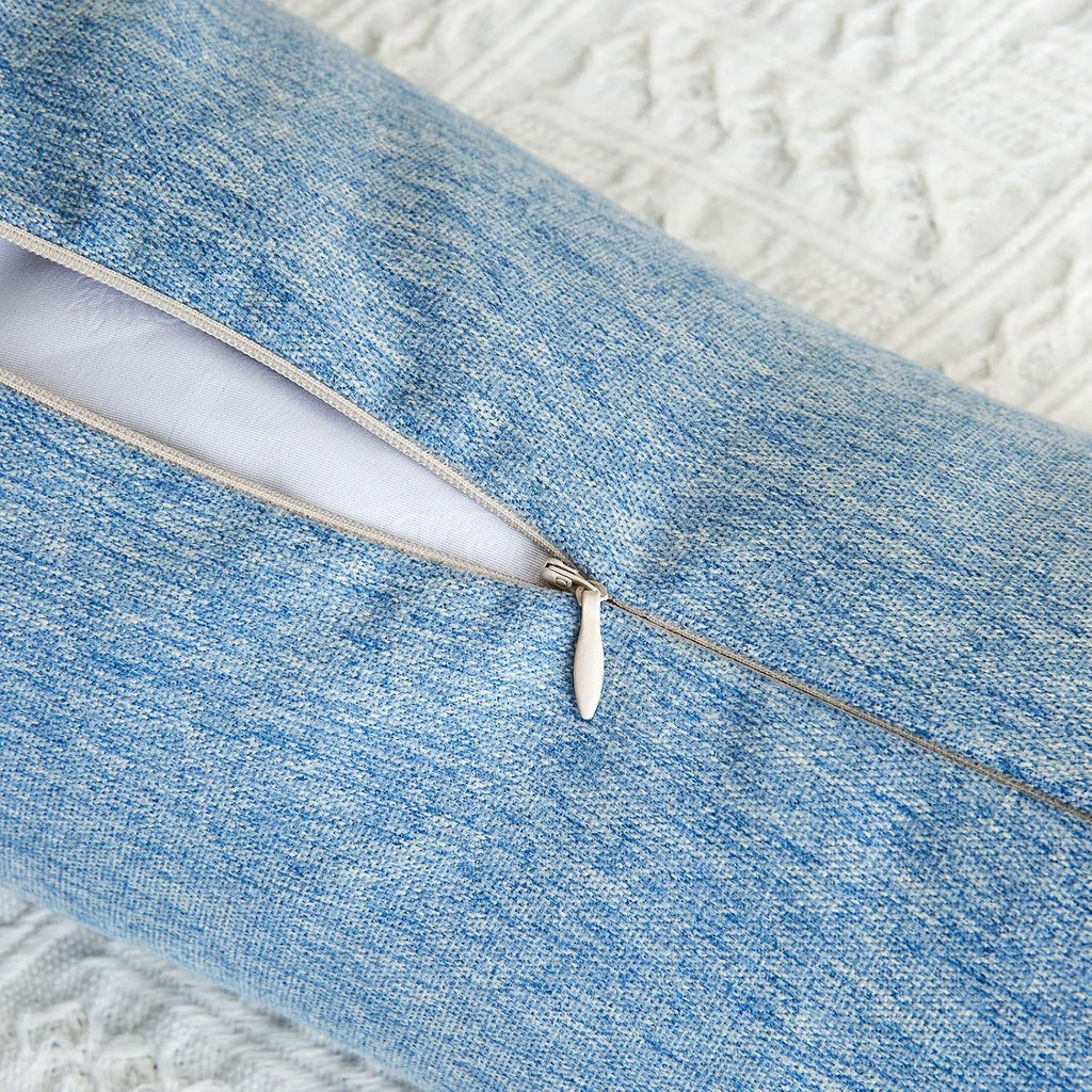 Buckwheat Neck Support Pillow Cervical Neck Cylinder Bolster Pillow,Buckwheat Hulls Adjustable Roll Pillow,Neck Pain Relief for Back and Side Sleepers Round Pillows for Lunch Break blue, 6*15 inch