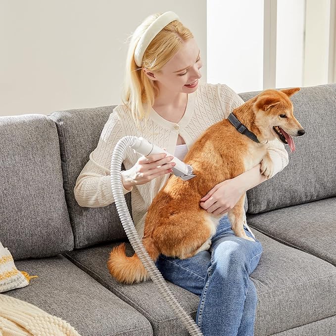 Sweetcrispy Pet Grooming Vacuum Kit, Professional Dog Grooming Clippers with 2.5L Cup, 3 Suction Modes, Cordless Clippers, 5 Groomer Tools, Low Noise Pet Hair Trimmer for Dogs, Cats and Other Animals