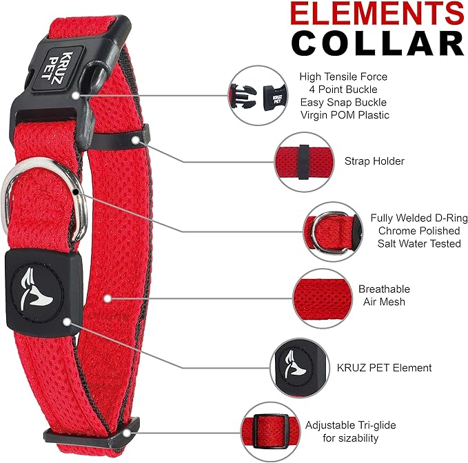 Kruz Dog Collar for Large Dogs (Width- 1.25", Neck - 18"-26") Adjustable Pet Neck Band with Comfortable Soft Padding, Lifetime Durability, Heavy-Duty O-Ring (Amethyst, Large)