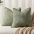 Pack of 2 Sage Green Christmas Decorative Throw Pillow Covers 18x18 Cozy Soft Chenille Accent Vintage Square Couch Pillow Covers for Home Decor Bed Sofa Living Room