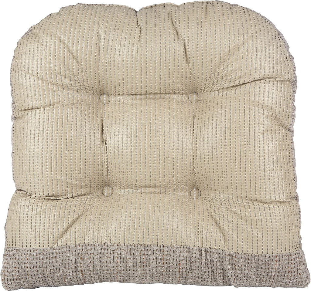 Klear Vu Omega Non-Slip Rocking Chair Cushion, Assembled in USA, Thick Tufted Design, Includes Seat Pad & Back Pillow with Ties, 17x17 Inches, 2-Piece Set, Tyson Graystone