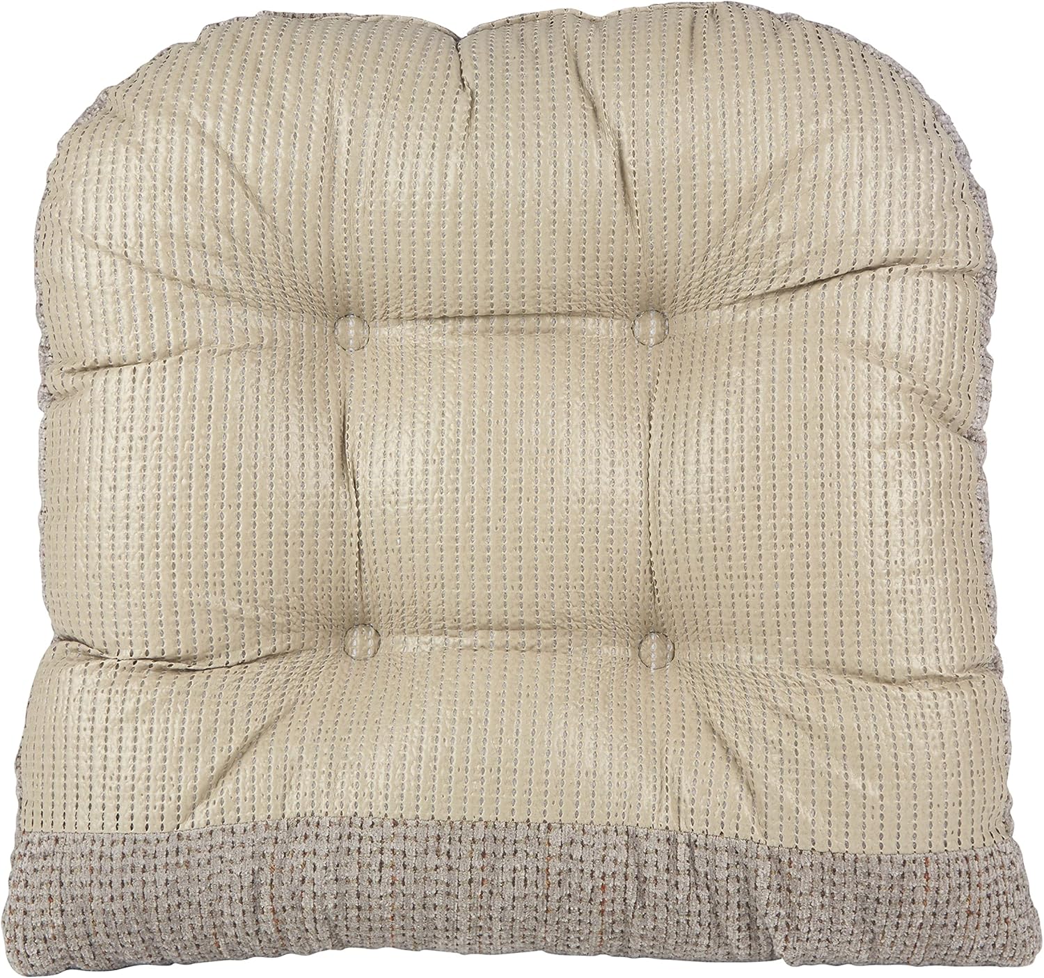 Klear Vu Omega Non-Slip Rocking Chair Cushion, Assembled in USA, Thick Tufted Design, Includes Seat Pad & Back Pillow with Ties, 17x17 Inches, 2-Piece Set, Tyson Graystone
