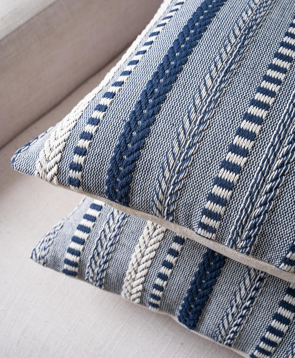 Boho Throw Pillow Covers 12x20 Inch Set of 2, Farmhouse Decorative Couch Pillow Cases, Navy Blue Accent Pillows of Bed, Sofa Bedroom Living Room Home Decor Cushion Cover