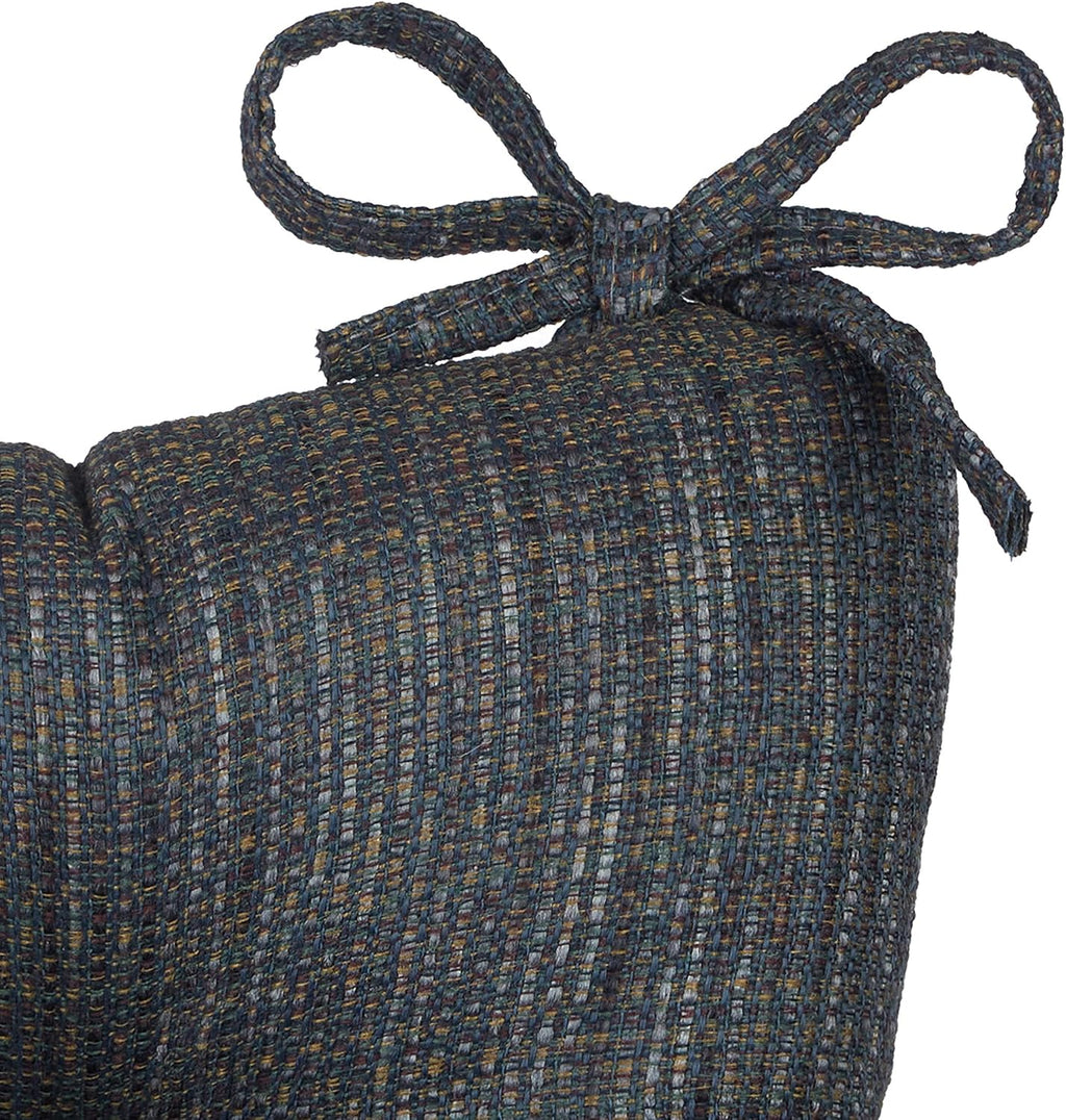 Klear Vu Omega Non-Slip Rocking Chair Cushion Set, Assembled in USA, Thick Padding & Tufted Design, Includes Seat Pad & Back Pillow with Ties, 17x17 Inches, 2-Piece Set, Denim