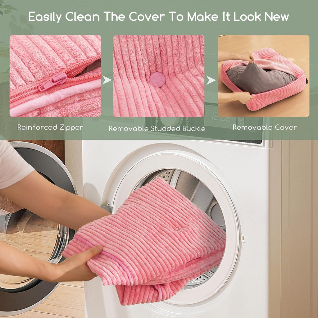 8" Washable Floor Pillow Cushion for Adults, Meditation Cushion Pillow, Large Square Floor Sitting, Removable Tufted Corduroy Cover, for Tatami Living Room or Yoga, 22x22 Inch, 2Pack, Machine Washable